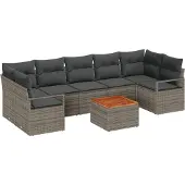 vidaXL Gartensofa-set 8 stk. Grau Poly-Rattan