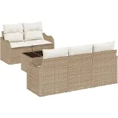 vidaXL Gartensofa-set Beige Poly-Rattan