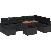 vidaXL Gartensofa-set 9 Stk. Schwarz und Braun