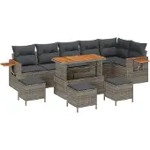 vidaXL Gartensofa-set 12 stk. 8-Sitzanzahl Grau Poly-Rattan