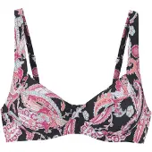 Sunseeker Bügel-Bikini-Top "Palina", Damen, Gr. 36, Cup C, schwarz (schwarz bedruckt), Recycling-Polyamid, Paisleymuster, Bikini-Oberteile Bügel-Bikini-Top, im Paisley Druck