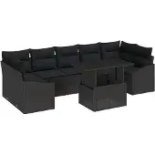 vidaXL Garten-Sofa-Set 8 Stk. Schwarz Poly-Rattan