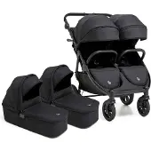 Beemoo BFF60 2 Geschwisterwagen inkl. Liegewannen, Night Black, Doppelkinderwagen