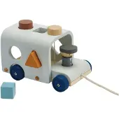 PlanToys Ziehspielzeug - Bus m. Steckspiel - Holz/Hellblau - - One Size - Nachziehspielzeug