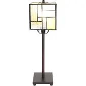 Clayre & Eef Tiffany Tischlampe 13x13x28 cm Weiß Beige Glas