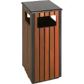 V-Part VEPA -Mülleimer - Abfallbehälter für außen 36L Schwarz/Holz Look | 1 Stück