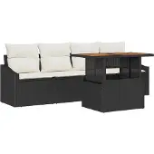 vidaXL Garten-Sofa-Set 5 stk. Schwarz Poly Rattan