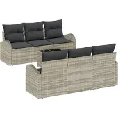vidaXL Gartensofa-set Hellgrau 55 x 55 x 37 cm Poly-Rattan