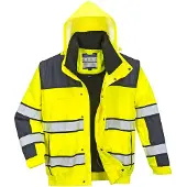 Portwest 3 in 1 Warnschutz Winter Pilotenjacke C466" 300D Industrie Warnschutzkleidung - Gelb/Marine L"