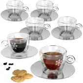 MamboCat 6er Set Thermo Glastasse Christmas 165ml mit Untertasse