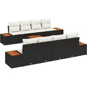 vidaXL Gartensofa-set 9 Stk. Schwarz Poly Rattan