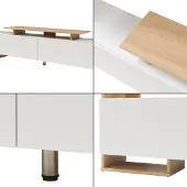 En.casa Fernsehschrank 'Rauki' mit Seitenregalen 233 x 31 x 141 cm Weiß/Eicheoptik