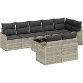 vidaXL Gartensofa-set 9 Stk. Hellgrau Poly-Rattan