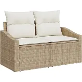 vidaXL Garten-Sofa mit Kissen 123 x 62 x 69 cm Poly-Rattan