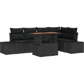 vidaXL Gartensofa-set 6 Stk. Schwarz Poly-Rattan