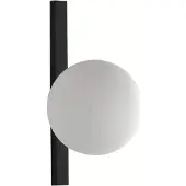 LUCE Design Schwarze Metall-Wandleuchte mit weißem Glaskugel Licht Enoire