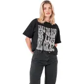 Sixth June Kurzes Damen-T-Shirt mit Strassschriftzug