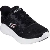 SKECHERS Slip-On Sneaker "GO WALK NOW-PAYTON", Herren, Gr. 43, schwarz-weiß (schwarz, weiß), Textil, Schuhe Slip-On Sneaker, Trainingsschuh, Schnürschuh mit Handsfree Slip-ins