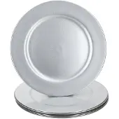 MamboCat 6x Platzteller Silber Glitzer √ò33cm Dekoteller leicht Kunststoff Weihnachten
