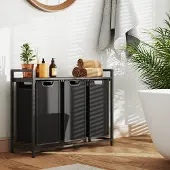 Vasagle Wäschekorb 3 Fächer, Wäschesammler mit Ablage, Wäschebox BLHB35301B01