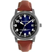 Messerschmitt ME-9673-108L Fliegeruhr in Unisexgröße Leder Braun/Blau