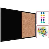 Allboards Kombitafel magn.Kreidetafel + Kork 90x60 cm, SCHWARZ