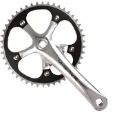 M-Wave Single Speed Kurbelgarnitur 46 Zähne Alu poliert silber/schwarz 2023 Kurbelgarnituren
