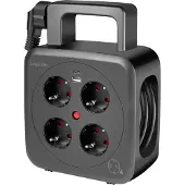 Logilink Kabeltrommel 4-fach + 2x USB Kabel: 5 m schwarz