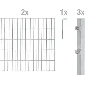 Alberts Doppelstabmatten Zaun, Höhe 140 cm, Länge 4 m, Zaun-Komplettset zum Einbetonieren, feuerverzinkt, Pfosten 60x40 mm