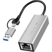 Ginza.se USB-A/-C auf 2,5G Ethernet-Netzwerkadapter grau