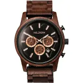 Holzkern Herrenuhr Quarz Chronograph Buschwerk Walnuss/Marmor