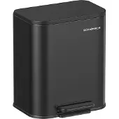 Songmics Küchenabfalleimer, 20L Treteimer, Stahl-Mülleimer, Soft-Close-Deckel, bleibt offen, Inneneimer, breites rutschfestes Pedal, Tintenschwarz LTB542B02
