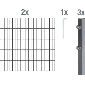 Alberts Doppelstabmatten Zaun, Höhe 140 cm, Länge 4 m, Zaun-Komplettset zum Einbetonieren, anthrazit, Pfosten 60x40 mm