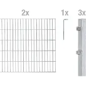 Alberts Doppelstabmatten Zaun, Höhe 120 cm, Länge 4 m, Zaun-Komplettset zum Einbetonieren, feuerverzinkt, Pfosten 60x40 mm