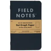 Field Notes Pitch Black Memo Book FN-33 Dot-Graph 3-Pack, Notizbuch, gepunktet, 3-teiliges Set