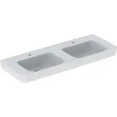Geberit Doppelwaschtisch Renova Plan 130x48cm, Hahnl. mit., o. ÜL, we. K-Tect