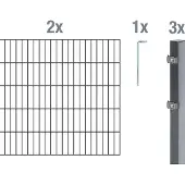 Alberts Doppelstabmatten Zaun, Höhe 80 cm, Länge 4 m, Zaun-Komplettset zum Einbetonieren, anthrazit, Pfosten 60x40 mm