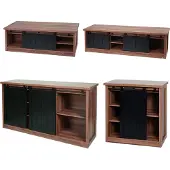 Mendler Wohnzimmerset aus TV-Rack, Sideboard, Kommode und Couchtisch MCW-K75, Schiebetür Staufächer, Industrial braun