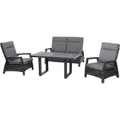 Siena Garden Taranto Lounge Set 4-tlg. Aluminium/Geflecht Anthrazit/Grau inkl. Kissen