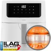 Medion P10 XL Duo Heißluftfritteuse (6,8 Liter XXL, Airfryer, 2.150 Watt, zwei Heizelemente aus Edelstahl, Schüttel Alarm, 9 Automatikprogramme, Touch Bedienfeld, LED Anzeige) weiß