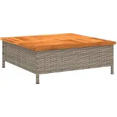 vidaXL Gartentisch Grau 70x70x25 cm Rattan und Akazienholz