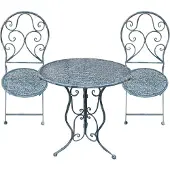 HTI Antike Tischgruppe Lani, 2-Sitzer, Tisch Ø 60 cm H 70 cm, für überdachten Außenbereich