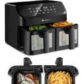 Juskys Heißluftfritteuse 9 L - 2 Kammern, Smart Finish, 9 Programme, Friteuse