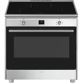 Smeg CG90CIXT Küchenherd Freistehender Herd A Elektro Zonen-Induktionskochfeld Schwarz, Edelstahl
