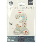 Folat Stehender Folienballon Joyful Party Zahl 3 -72cm