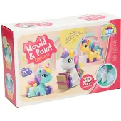 Lobbes Bastelset zum Gießen und Bemalen von drei 3D Einhorn Gipsfiguren – Kreatives Casting-Malerei Set