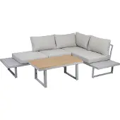 Greemotion Gartenlounge-Set Aruba Lounge-Set Grau-Holz / Beige inkl. Auflagen & Tisch