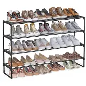 Songmics Schuhregal mit 4 Ebenen für 25-30 Paar Schuhe schwarz LSA034B01