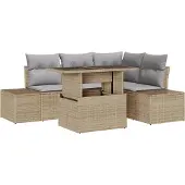 vidaXL Gartensofa-set 5 stk. Beige Poly-Rattan