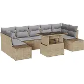 vidaXL Garten-Sofa-Set mit Kissen 8-Tlg Beige und Hellgrau 3357873